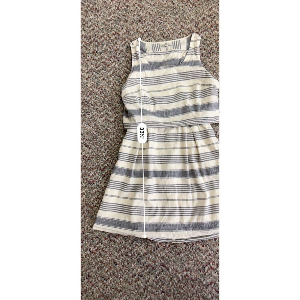 Madewell Women's Ivory Navy Striped Overlay Cross Back Sleeveless Dress Size 6 - Picture 16 of 16